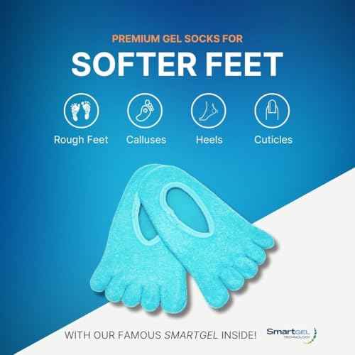 NatraCure 5-Toe Gel Lined Foot Moisturizing Socks ? Aloe & Shea Infused Fuzzy Hydrating Socks for Women & Men - Soft Feet Moisturizer Spa & Pedicure Socks for Dry Cracked Heels, Calluses - Medium