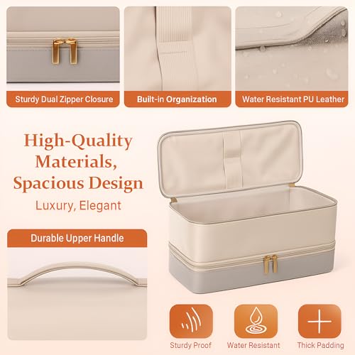 for Dyson Airwrap Travel Case, Shark Flex Style Case, Hair Dryer Travel Bag, Shark Hair Dryer Storage, Airstraight Air Wrap Flexstyle Fusion Organizer, Dyson Travel Bag (Beige & Gray)