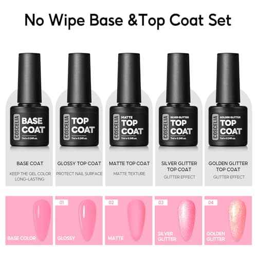 COSCELIA 40pcs Fall Gel Nail Polish Set, 35 Colors Nail Gel polish with 5 Bottles Base and Glossy Matte Glitter Top Coat White Brown Black Nude Red Orange Colors Halloween Nail Polish Nail Art Gifts