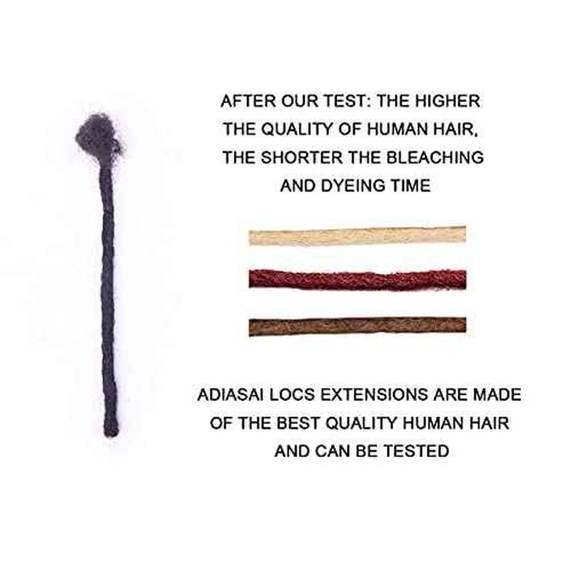 0.4cm Width 4 Inch 60 Strands 100% Human Hair Loc Extensions, Full Handmade Dreadlock Extensions for Men Women Kids Can Be Dyed and Bleached with Needle and Comb 100% Unprocessed Natural Black