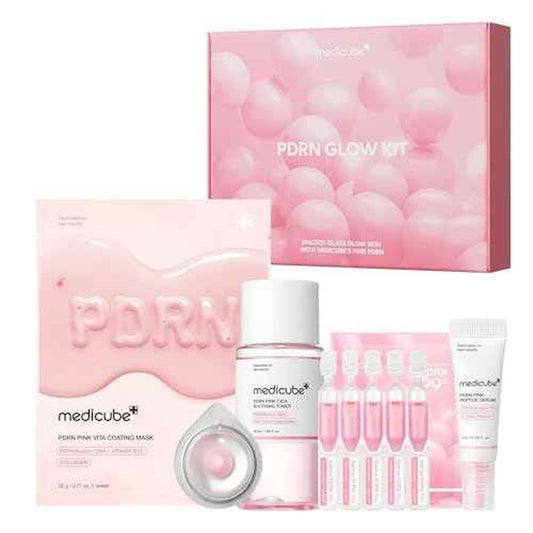 medicube Salmon DNA PDRN Trial Kit | Glass Glow Mini Skincare Set with Toner, Serum & Sheet Mask for Hydrating, Firming, Moisturizing |Gift & Travel Essentials for Women & Girls | Korean Skincare