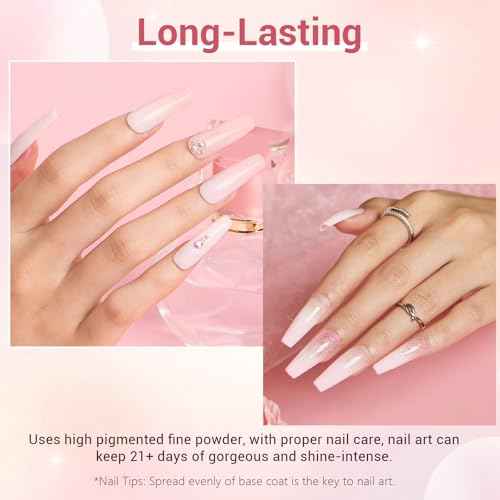 AZUREBEAUTY Dip Powder Nail Kit,4 Colors Nude Pink Glitter Hues,Starter Set for French Nails & All Seasons,Includes Base Coat, Top Coat, Activator & DIY Salon Liquids