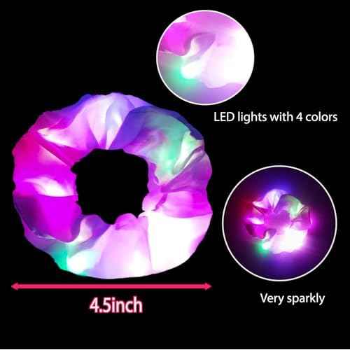 12 Pcs LED Scrunchies 3 Light Modes Elastic Glow Hair Ties Suitable for Neon Parties Light up Hair Scrunchies for Women