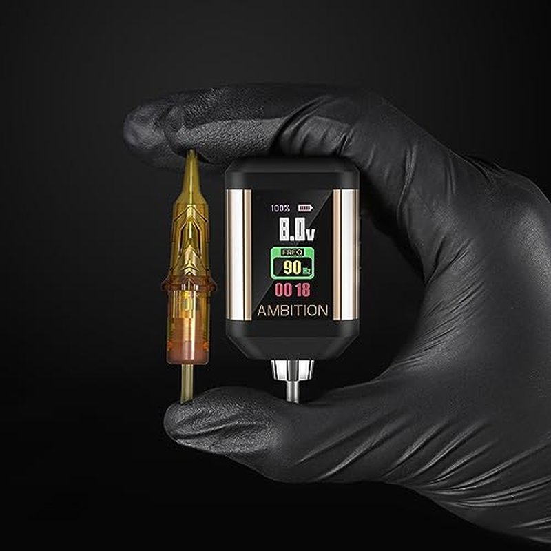 Tattoo Power Supply - Ambition Korall Wireless Tattoo Battery Pack 2200mAh Mini Portable RCA Color LED Digital Display for Rotary Tattoo Machine