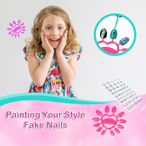 Kids Nail Polish Set for Girls - Nail Art Kit for kids Ages 7-12 - Girl Gifts - Non Toxic Nail Polish,Girls Stuff for Spa,Makeup,Manicure - Birthday Gifts for Girl Age 6 7 8 9 10-12 Years old