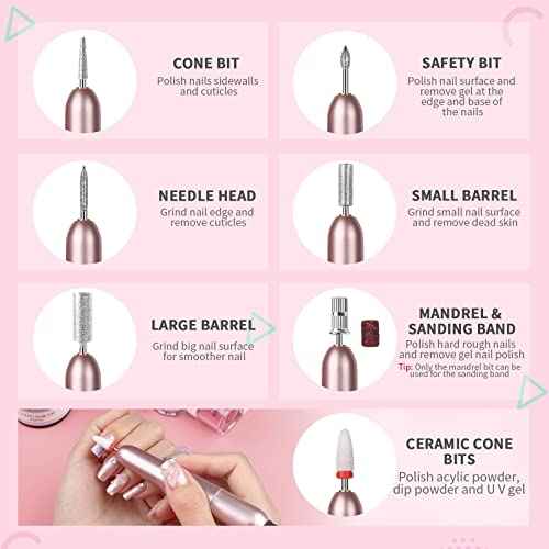 SAVILAND Electric Nail Drill: 20000RPM Pro Portable Efile Nail Drill Machine Professional Nail File Complete Drill Bits for Remove Acrylic Nails Manicure & Toenails Nail Care Home Salon DIY Nail Art