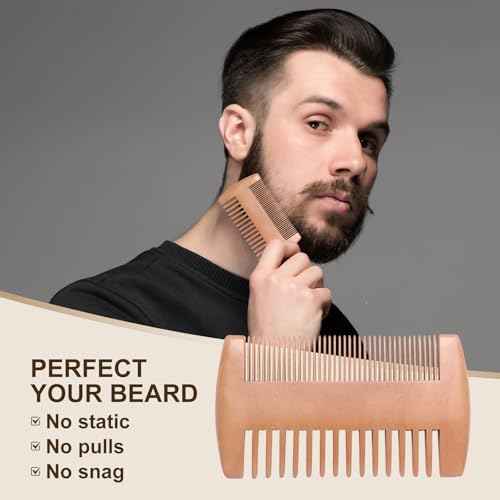 Beard Brush and Comb Set for Men - Straight Edge Razor and Shaving Scissors, Natural Boar Bristle, Dual Action Wood Comb, Travel Pouch - Great for Grooming Beards and Mustaches