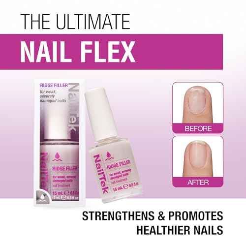 Nail Tek Ridge Filler Formula 4 ? Clear Ridge Filler for Nails, Base Coat, Nail Strengthener Polish for Weak & Damaged Nails, 0.5 fl oz
