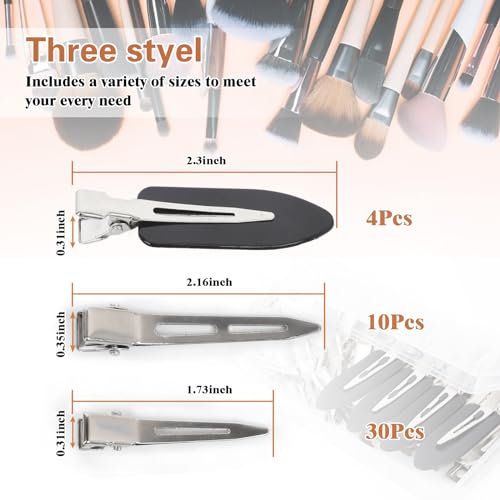 Hair Clips for Women Styling, 44Pcs Metal Duck Billed Pin Curl Clips, Hair Pins, Salon, Makeup, Hair Dyeing, Silver & Black