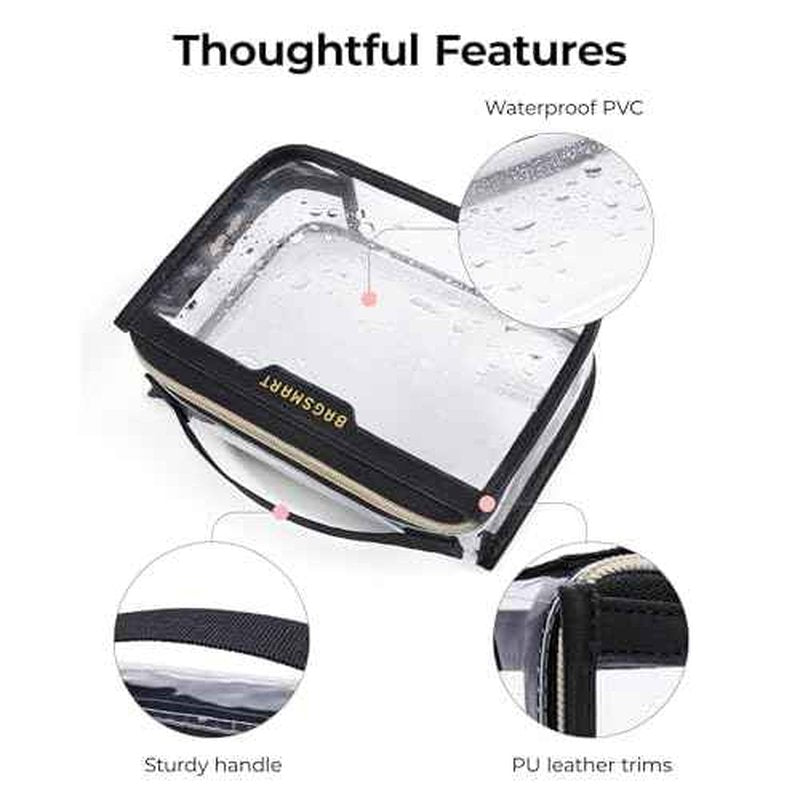 BAGSMART TSA Approved Toiletry Bag, Clear Travel Toiletry Bag, Makeup Cosmetic Pouch Bag for Women Quart Size Compliant Bag Organizer for Travel Essentials (Grey Pack of 1)
