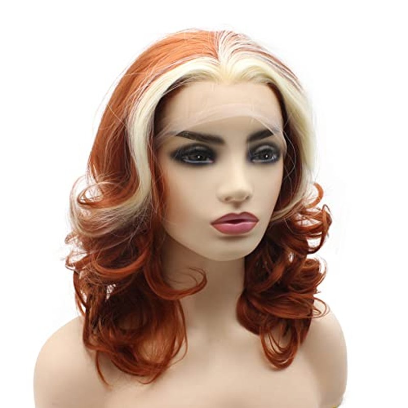 Peakia Shoulder Length Hand Tired Synthetic Lace Front Wigs