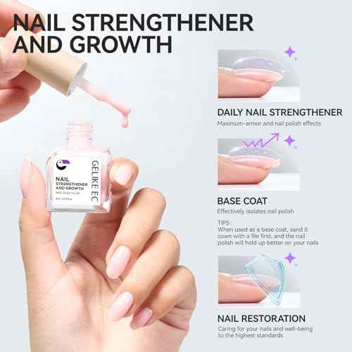 Nail Ridge Filler For Damaged Nails: Gelike ec 8 in 1 Nail Strengthener for Thin Nails and Growth,Protein Nail Ridge Filler with Top Coat Free