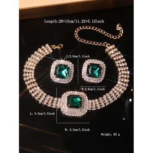 Denifery Bridal Wedding Jewelry Set Crystal Rhinestone Necklace Earrings Sets Formal Costume Jewelry for Women and Brides