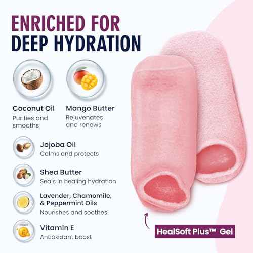 Dr. Frederick¡¯s Original Moisturizing Gel Socks for Men & Women ? Dry Feet & Cracked Heel Treatment ? Full Foot Gel Lining with Mango Butter, Shea Butter, Jojoba & Coconut Oil ? Plush Pink