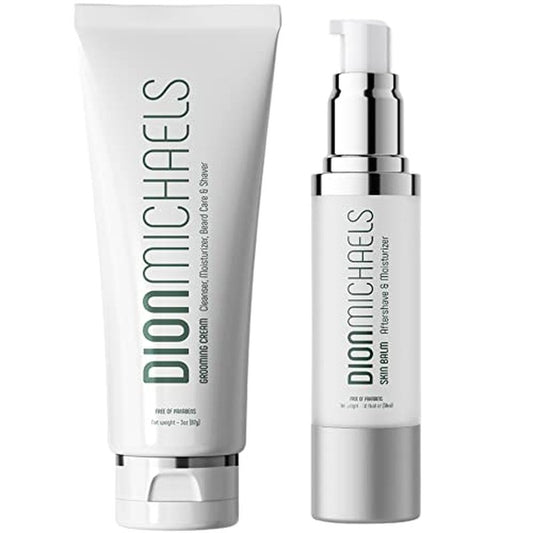 2-Pack Shaving Cream Set for Men - Includes 3oz 4-in1 Shaving Cream, Facial Cleanser, Beard Care, Face Moisturizer & 1oz 2-in1 Aftershave Balm & Moisturizer for Men - For All Skin Types
