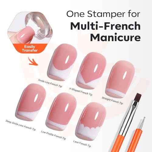 modelones 16 PCS Gel Nail Stamping Plate Set, French Tip Tool Gold Silver Pearl Chrome Powder Proof Matte Top Coat 2 Color Painting Gel Polish Nail Brush Winter Christmas Nail Art Manicure Gift Kit