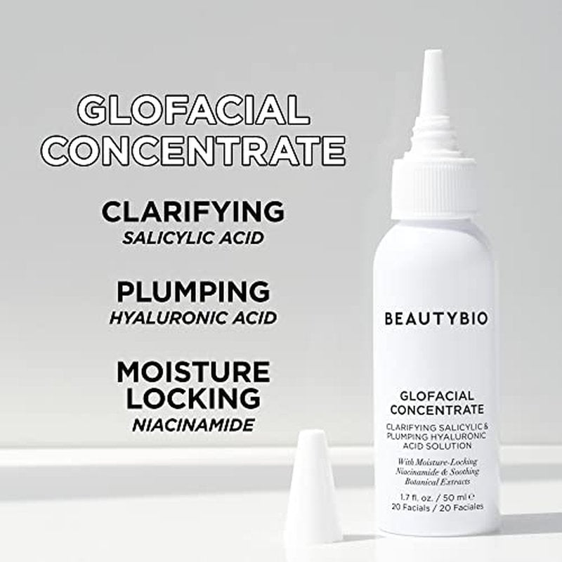 BeautyBio GLOfacial Hydro-Infusion Deep Pore Cleansing + Blue LED Clarifying Set: Tool + Concentrate