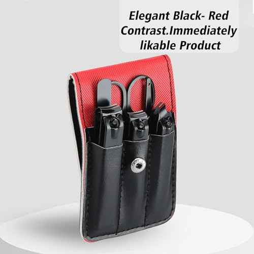 Cool Manicure Set for Men, Nail Clipper Grooming Kit for Teen Boy, Boyfriend, Husband, Dad, Small Gift Idea for Christmas Stocking Stuffers or Birthday Gift (Black)