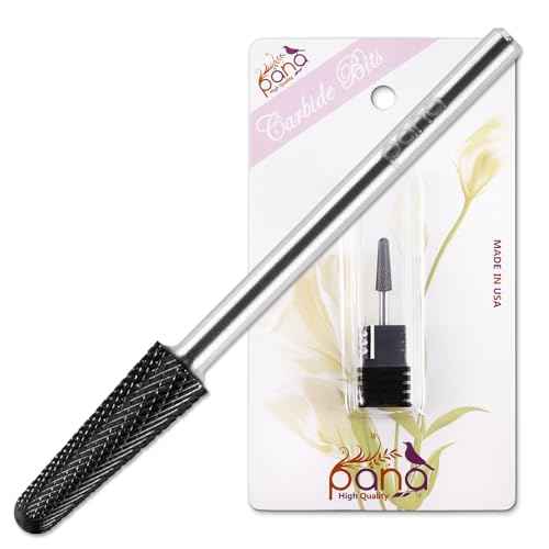 PANA USA Professional 3/32" Shank Size - Cone Shape Carbide Bit - Nail Drill Bit for Manicure Pedicure Tools Dremel Machine (Extra Fine, DLC Black)