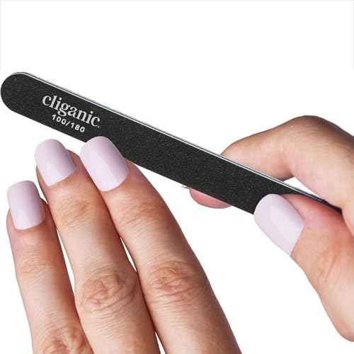 Cliganic 12 Pack Nail File Set: 180/240 Grit | Professional Emery Boards for Natural, Gel & Acrylic Nails | Washable Double Sided Kit | Cliganic 90 Days Warranty