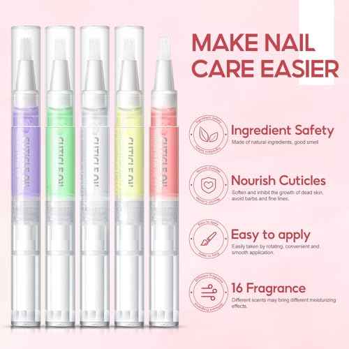 Peacecolor 16Pcs Cuticle Oil Pen for Nails Portable Nail Moist Nail Strengthener Nails Care Kit for Treatment Care Nail Softener and Strengthener