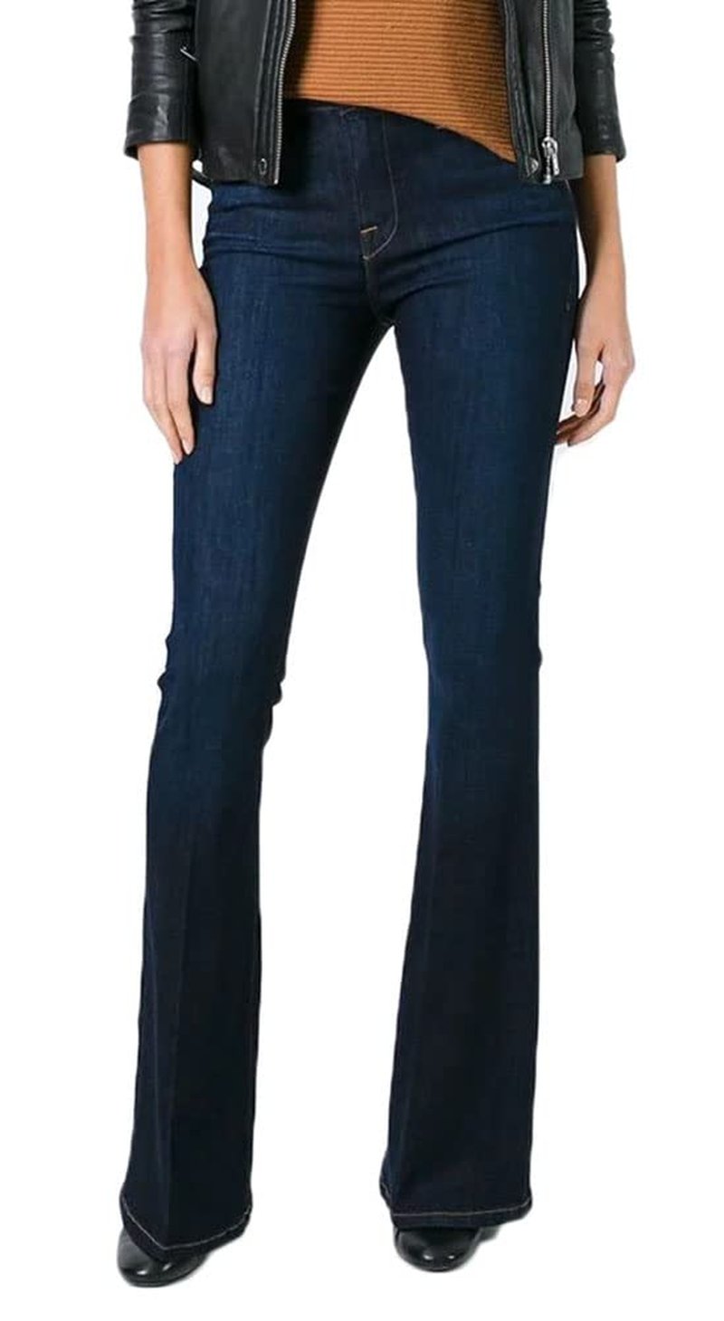 GALMINT Women's Fashion High Waisted Wide Leg Bootcut Slim Denim Flare Bellbottom Jeans (Dark Blue, US 10)