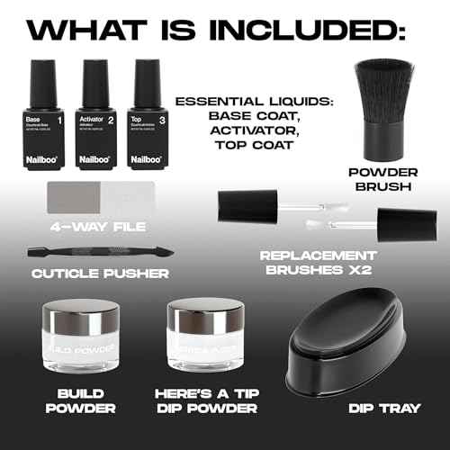 Nailboo Here's a Tip Premium Dip Nails Starter Kit, Nail Powder Dip Kit for DIY At Home Manicure, Includes Dipping Powder and Liquids, White