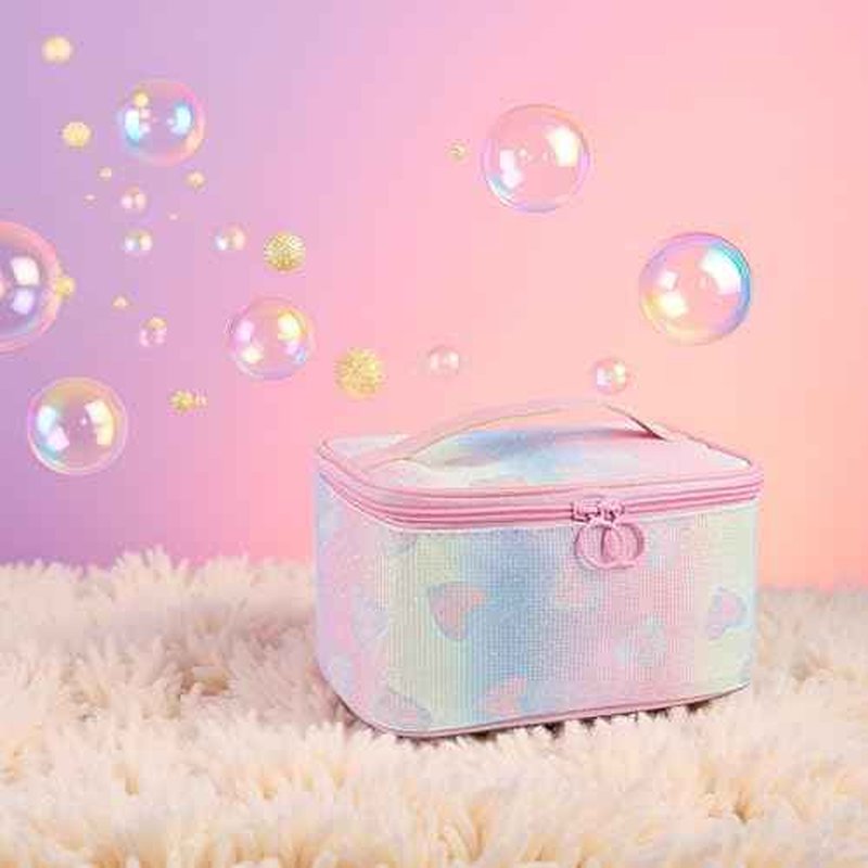 Makeup Bag, Travel Toiletry Bags With Handle and Divider, Large Capacity Cosmetic Bag for Women, Cute Makeup Organizer Case for Girls Sister Gifts