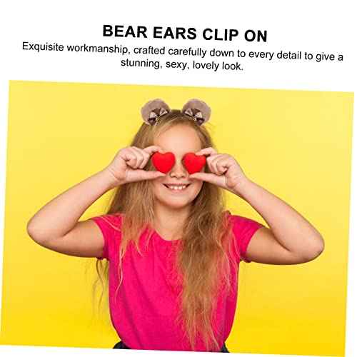 FRCOLOR 2 Pairs Bear Ear Hair Clips - Cute Women's Barrettes & Animal Ears Headband - Kawaii Anime Hair Accessories