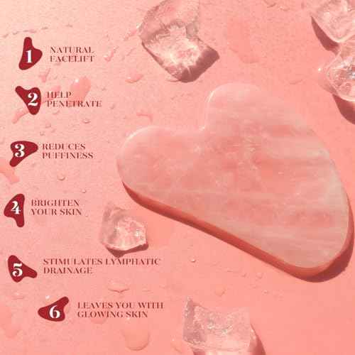 BAIMEI Jade Roller & Gua Sha, Face Roller, Facial Beauty Roller Skin Care Tools, Self Care Gift for Men Women, Massager for Face, Eyes, Neck, Relieve Fine Lines and Wrinkles - Rose Quartz