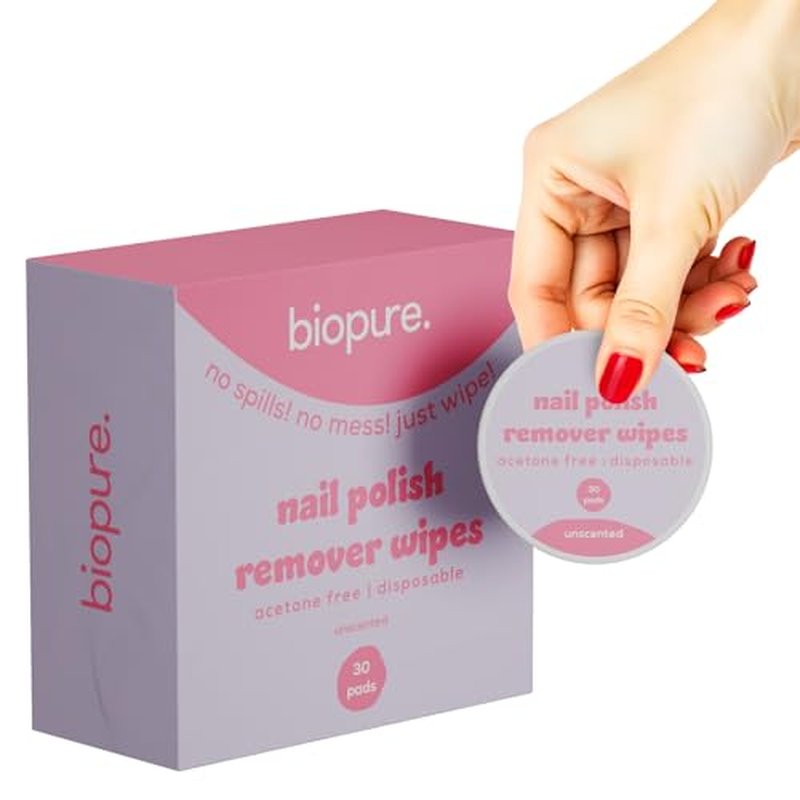Biopure Nail Polish Remover Wipes Acetone-Free & Non-Toxic ? Quick & Easy Nail Polish Removal, Travel-Friendly Disposable Pads w/Sealable Jar (720 Count, Unscented) Bulk Pack