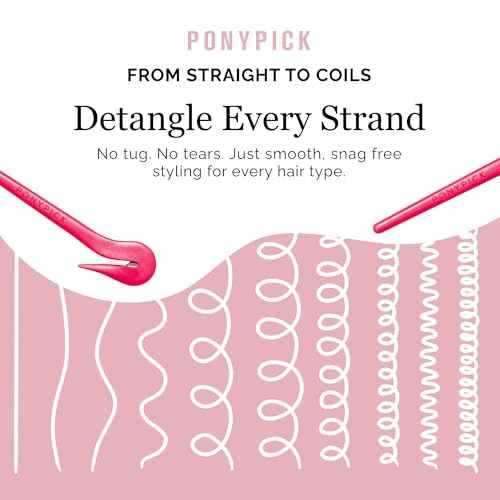 THE PONY PICK Hair Elastic Rubber Bands Cutter Tool Easy To Use, Pain Free, No Hair Damage Ponytail Cutter Tool for Kids & Toddlers (3 Picks & 50 Clear Hair Elastics)