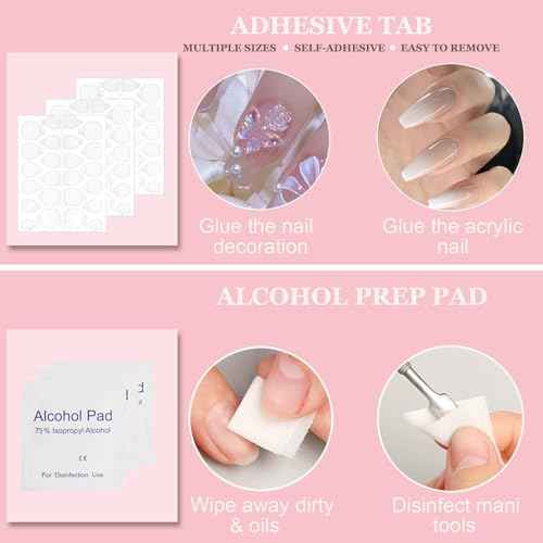 20PCS Press on Nail Tool Kit: Nail Prep Kit with Nail Glue, Glue Remover, Mini Nail File, Nail Buffer, Prep Pad,Adhesive Nail Tabs, Wood Stick, Instruction Card for Press on Nail Packaging