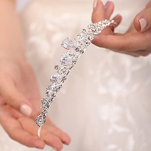 JWICOS Silver Crystal Queen Tiara and Crown for Women and Girls Fairytale Rhinestones Wedding Hair Accessories for Brides