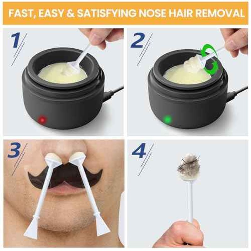 SUERBEATY 60 Pcs Nose Wax Sticks, Hair Wax Applicator with Disposable Spatulas for Nostril Cleaning, Ear Face Hair Removal for Men Women, Painless