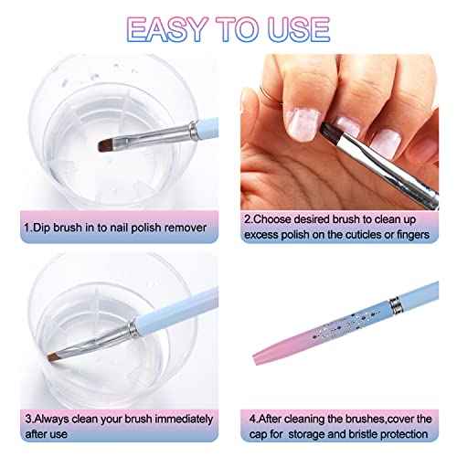 Nail Art Clean Up Brushes,Nail Brushes for Cleaning Polish Mistakes on the Cuticles, Acetone Resistant Nail Brush, Fingernail Cleaning Brushes for Nail Art and Designs (2 Pcs Round&Angled)