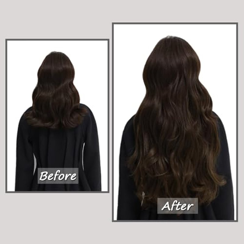 Savasana Clip in Hair Extensions Real Human Hair Straight 7 Pcs Hair Extensions Double Weft Thick Dark Brown 16 Inch 120g