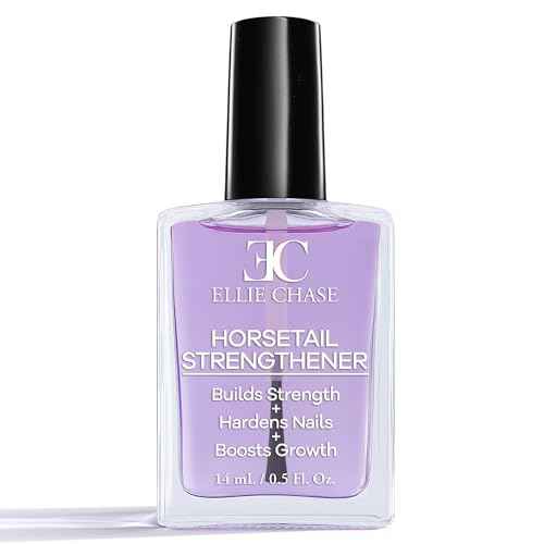 Ellie Chase Horsetail Nail Strengthener, Growth, Hardener, Repair Treatment Polish 0.5 OZ/Help Splits, Breaks, Thin, Weak, Chipped, Damaged, Cracked, Peeling Nails/Grow Strong Hard Thicker Nails