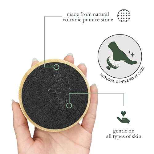 TADA Natural Beauty ADA Natural Beauty Pumice Stone for Feet with Bamboo Handle - Foot Scrubber and Callus Remover for Feet (Black)