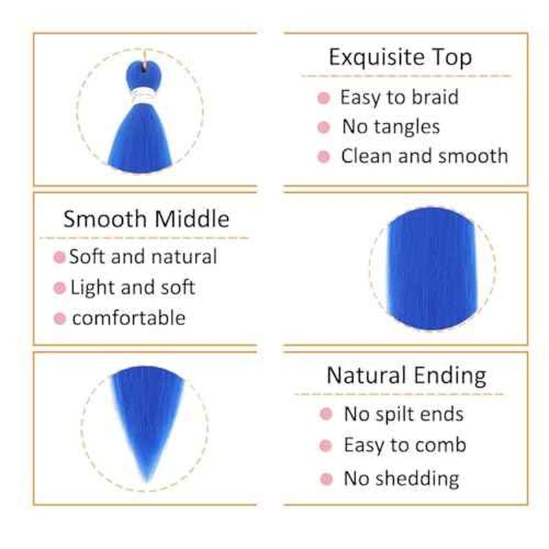 Blue Braiding Hair Pre Stretched 30 Inches Easy Braiding Hair Yaki Texture 8 Packs/Lot Braid Hot Water Setting Professional Synthetic Braiding Hair Extensions (3pcs,30",#Blue)