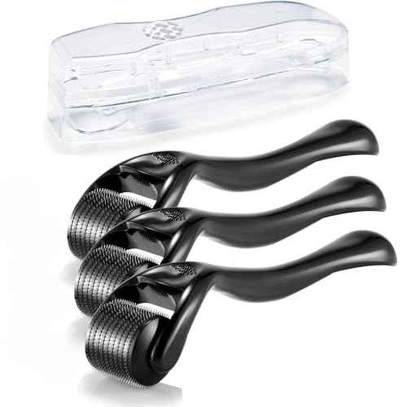 Boolavard Derma Roller Microneedle Roller for Face with 3 Different Size(0.2mm, 0.25mm, 0.3mm) Beard Roller, Hair Face Skin Micro Needle Face Roller Scalp Roller