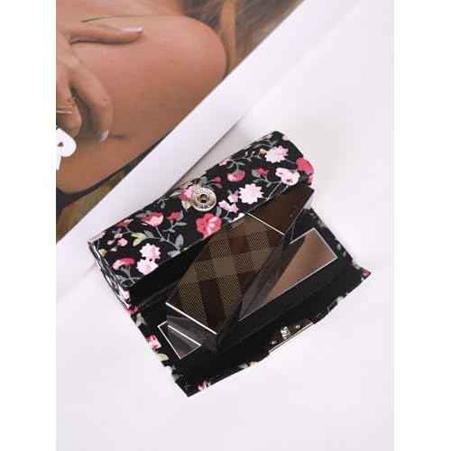 12 Pcs Lipstick Case with Mirror Floral Design Lipstick Holder Flower Printing Lip Stick Box (Pattern A)