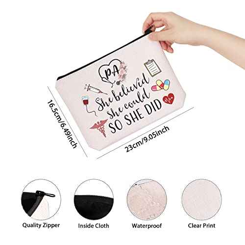 TSOTMO Physician Assistant Gift She Believed She Could So She Did 2022 Nurse Graduation Gift Makeup Bag (She Believed PA)