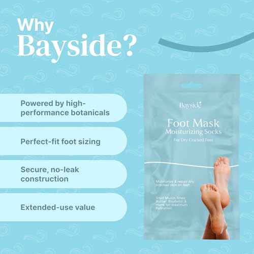 Foot Mask Moisturizing Socks for Dry Cracked Feet | Hydrates with Snail Mucin Shea Butter Hyaluronic Acid Bisabolol Vitamin E | Exfoliating Foot Mask for Callus Removal Dead Skin and Soft Feet