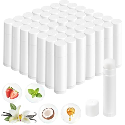 Lip Balm Bulk Unlabeled 50 Pack, Natural Lip Balms Set Gifts For Women, Custom Party Favors Appreciation Christmas Gift For Coworkers, Ideal For Weddings, Birthday, Baby Showers- 5 Flavors