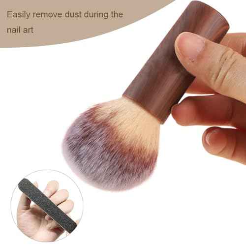 Nail Art Dust Brush Manicure Dust Cleaner, Nail Art Dust Powder Remover Brush Soft Bristle Nail Cleaning Brush Tool (Brown)