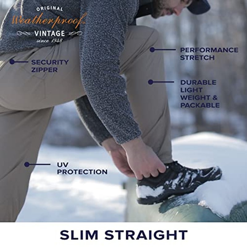 Weatherproof Vintage Hiking Pants - Men Straight Slim Fit Chino Mens Travel Pant, Lightweight Stretch Casual Pants for Men