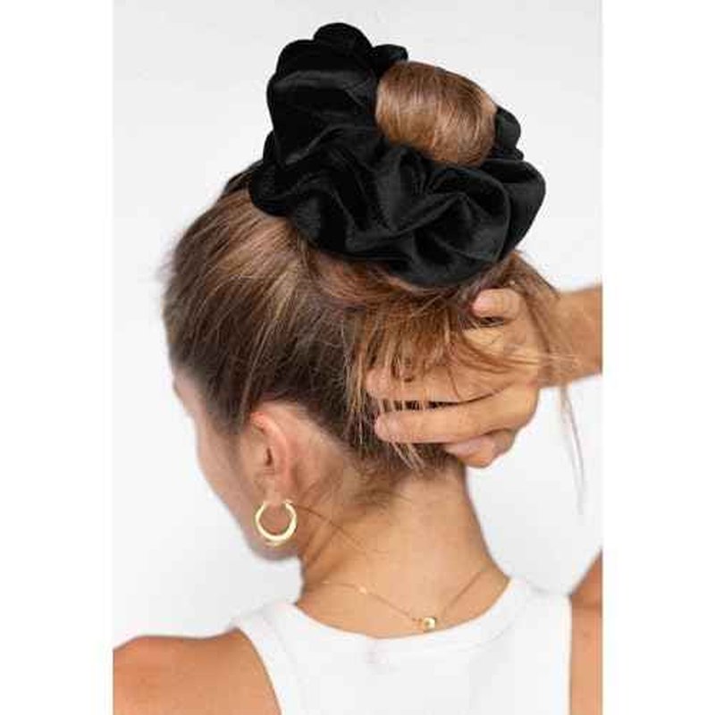 CEELGON Black Big Velvet Scrunchie 6.5 Inches Jumbo Scrunchies Hair Ties Oversized Ponytail Holder for Thick Curly Hair Extra Large Hair Accessories for Women (Black)