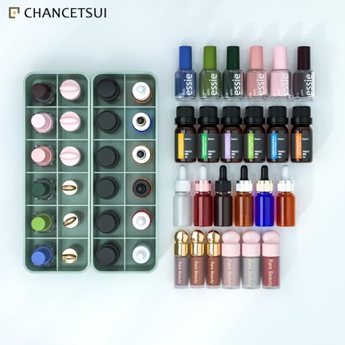 Organizer Holder for Lipstick Nail Polish: Lip Gloss Makeup Storage Drawer Organizers, Vanity Small Perfume Rack Plastic Tray Lipgloss Mascara Holders Stand Cosmetic Display Case 24 Spaces, Green