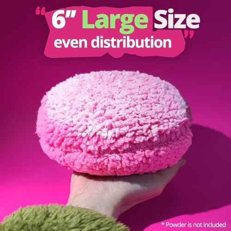 6" Large Body Powder Puff and Container, Soft Fluffy Dusting Powder Puff for Body Powders, Quick Even Application, Washable, Cute Rose Pink